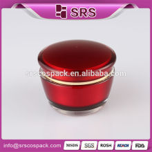 Plastic 15g 30g 50g cosmetic acrylic jar, 30g 50g red plastic luxury round acrylic container for skin care cream